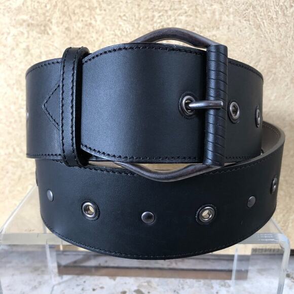 Donald Pliner Belt Expresso Leather Metal Studs 2\